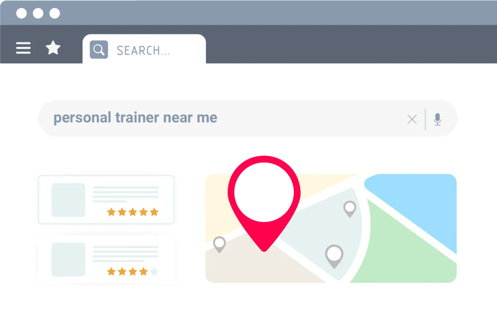 web page with map and local search for personal trainer